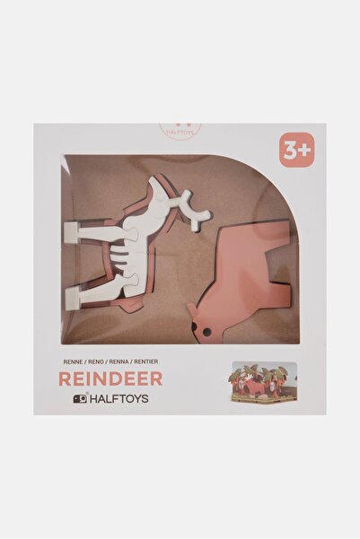 Halftoys Magnetic Assembly Reindeer Forest Friend Puzzles, Pink Combo