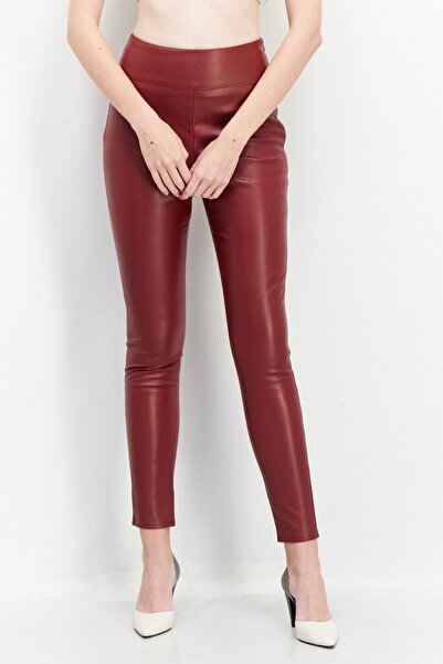 NA-KD Sara Sieppi x Women High Rise Solid Skinny Pants, Burgundy