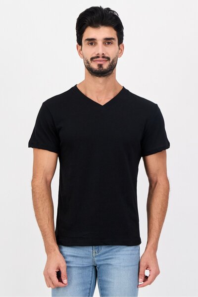 Frye Men 4 Pieces V-Neck Brand Logo Short Sleeve T-Shirt, Black
