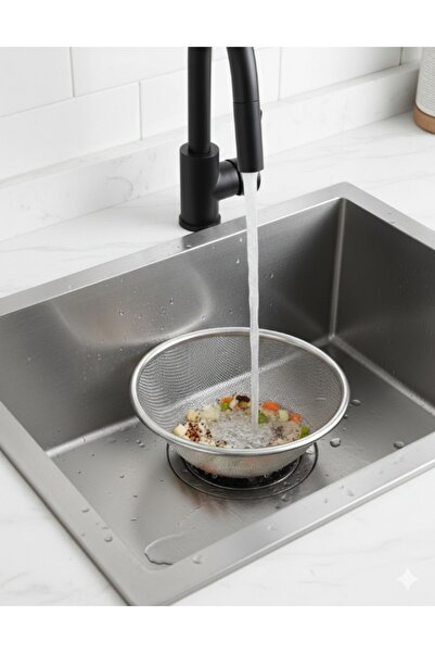 TARIK HOME Paslanmaz Çelik Lavabo Süzgeci Örgü Telli Sepet