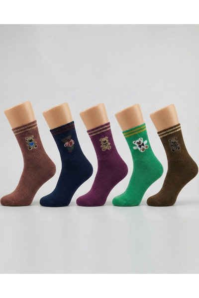 Budy Socks جوارب منقوشة على شكل دمية دب مكونة من 3 قطع