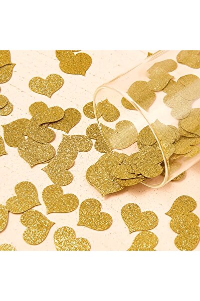 zafrakreklam Gold Glitter Heart Eva Plastic Felt Self-Adhesive 100 Pieces 3 cm