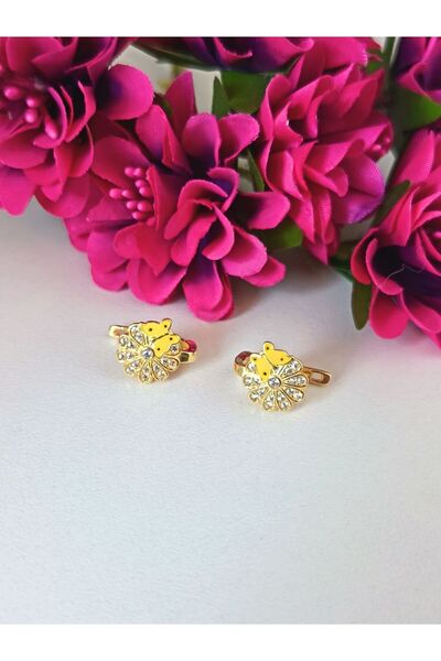 IAMIRA Silver earrings for girls, butterfly, yellow