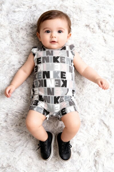 Nike Toddlers Girl Brand Logo Sleeveless Romper, Multicolor