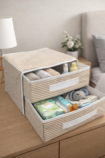 Home Collection Storage box with two drawers, dimensions 31 x 30 x 22 cm