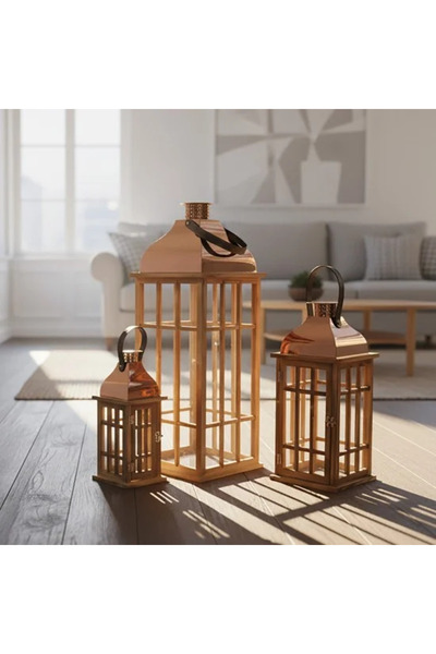 Generic Ramadaniyat Wooden lantern set, 3 sizes, modern design