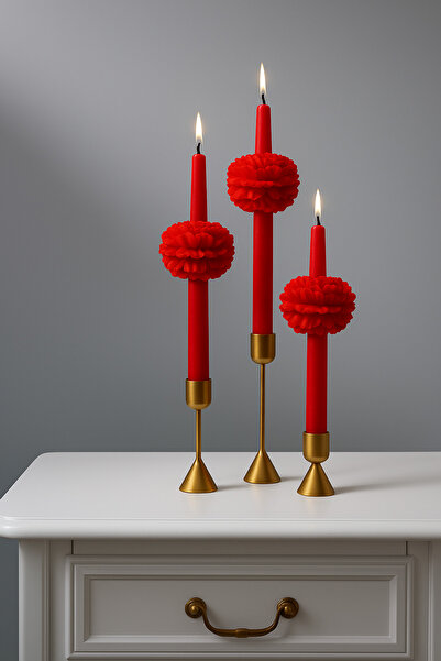 DORAMİRA KIRMIZI ŞAMDAN MUM 3 ADET ŞAKAYIKLI ŞAMDAN MUM (ŞAMDANSIZ)