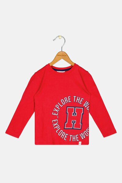 Hamleys Toddlers Boy Crew Neck Long Sleeve Graphic Print T-Shirt, Red