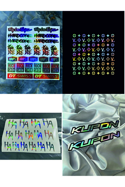 Etiket Dünyası Hologram 4 lü set Hahaha, VL, Kupon, Motorsiklet Çok Amaçlı St...