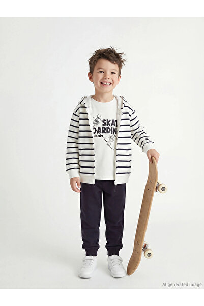 LC Waikiki Lcw Kids Ekru Printed Boy's Set 3-Piece