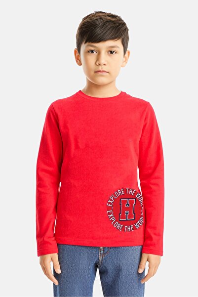 Hamleys Kids Boy Crew Neck Long Sleeve Graphic Print T-Shirt, Red
