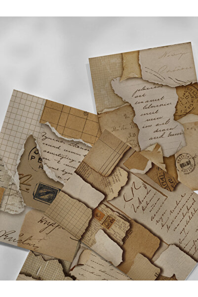 Henno A6 (10,5x14,8 cm) 6'lı Yazılı Yırtık Kağıt Kolaj Scrapbook Kağıdı Seti ...