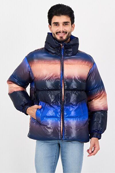 Monki Men Quilted Puffer Jacket, Multicolor