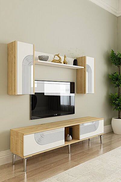 CENEYRA TVR1502DBS - MEYRA TVR150 TV ÜNİTESİ TAKIM SAFİRMEŞE-BEYAZ-SILVER 150CM