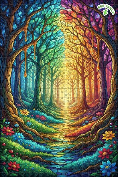 Teona Ahşap لغز خشبي بإطار مزدوج الطبقات من Rainbow Forest Road 800 قطعة 70x50