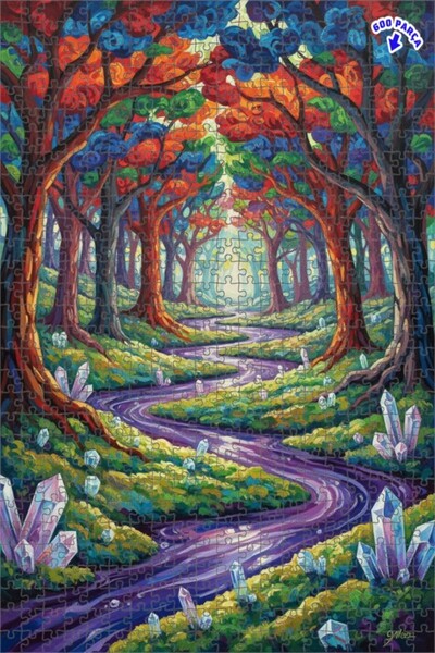 Teona Ahşap لغز خشبي بتصميم طريق الغابة الكريستالية السحرية بمظهر لوحة زيتية ...