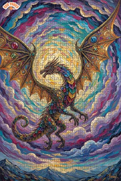 Teona Ahşap لوحة زيتية ملونة لملك السماء على شكل تنين، لغز خشبي بإطار مزدوج ا...