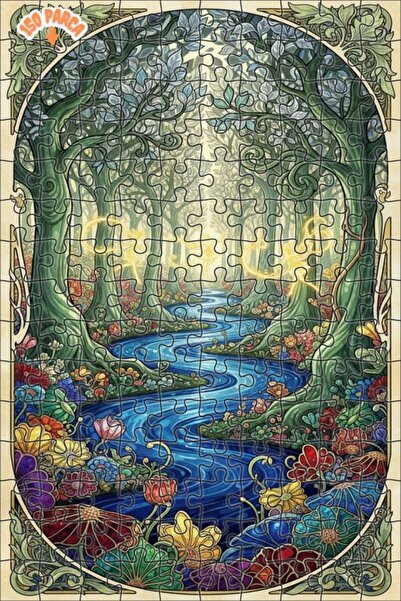 Teona Ahşap لغز خشبي مؤطر بطبقتين بمظهر الألوان المائية لجنية الغابة الغامضة ...