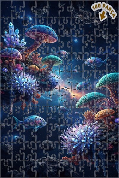 Teona Ahşap أسماك سحرية في أعماق الكون وغزلاً كريستاليًا، لغز خشبي بإطار مزدو...