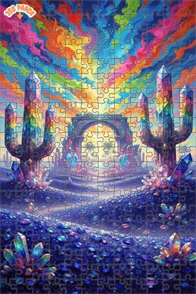 Teona Ahşap لغز فني على شكل صحراء الكاكتوس الكريستالية بمظهر ألوان مائية 250 ...