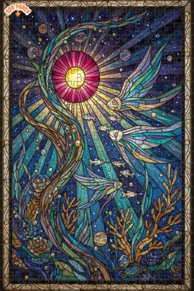 Teona Ahşap لغز خشبي فني بمظهر لوحة زيتية لوجودات تحت البحر السحرية 500 قطعة ...