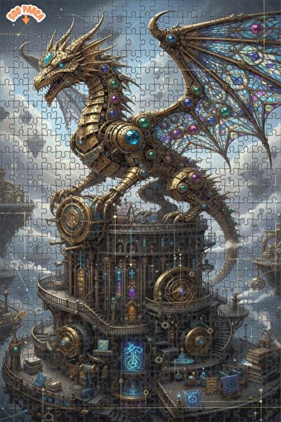 Teona Ahşap لغز خشبي مؤطر بطبقتين من بيرنيت دراغون آرت 500 قطعة 50x30