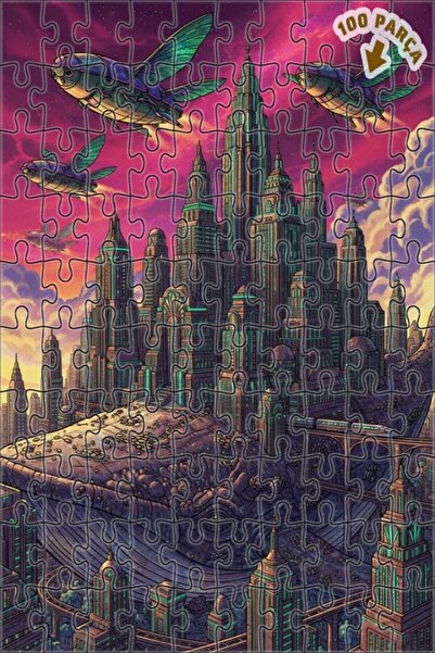 Teona Ahşap لغز خشبي بإطار مزدوج الطبقات لمدينة الحوت العملاقة مع السفن الطائ...