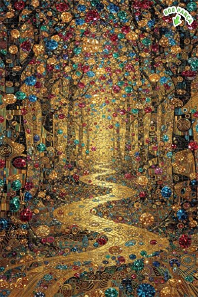 Teona Ahşap لغز خشبي بإطار مزدوج الطبقات بمظهر لوحة زيتية لطريق الغابة الذهبي...