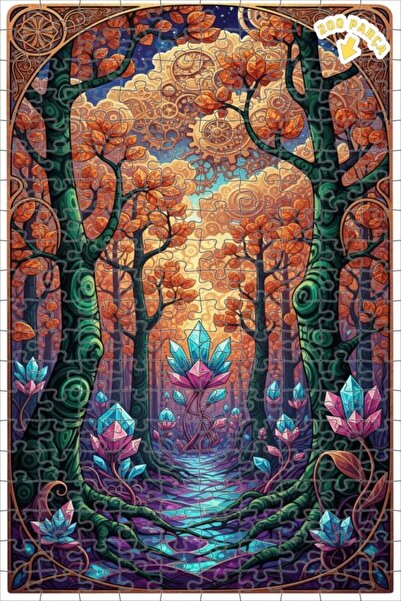 Teona Ahşap لغز خشبي مؤطر بطبقتين من مسار الكريستال الغامض في الغابة 200 قطعة...