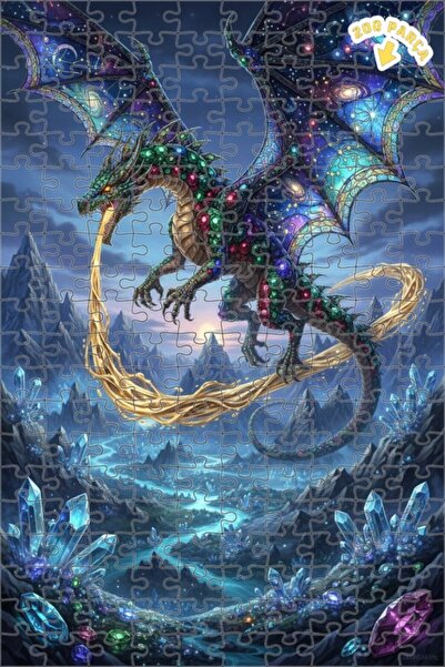Teona Ahşap Crystal Dragon Galaxy Art Double Layer Framed Wooden Puzzle 200 P...