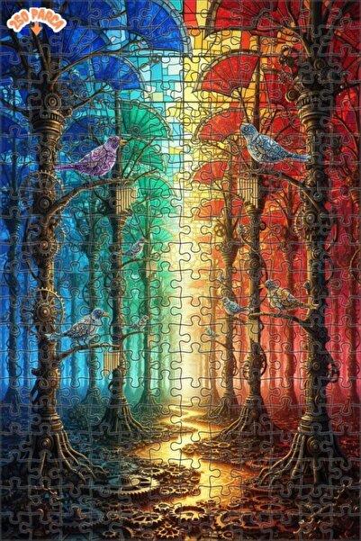 Teona Ahşap لغز خشبي ملون بتصميم غابة على طراز ستيمبانك، لوحة زيتية ذات طابقي...