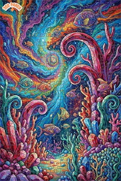 Teona Ahşap لغز خشبي فني بتصميم زيتوني يحاكي الألوان السحرية تحت الماء 250 قط...