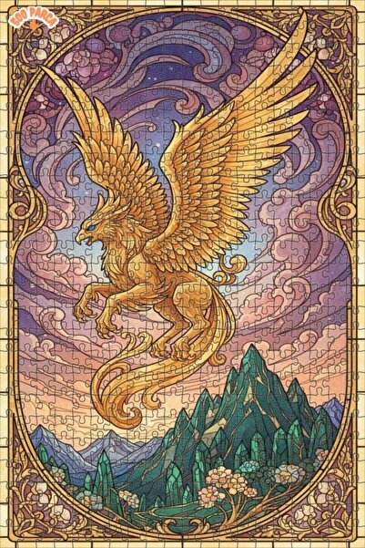 Teona Ahşap لغز خشبي بإطار مزدوج الطبقات من Golden Winged Griffin Art 500 قطع...