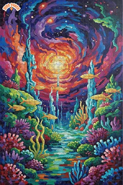 Teona Ahşap لغز خشبي بإطار مزدوج الطبقات بمظهر لوحة زيتية لعالم تحت البحر الخ...