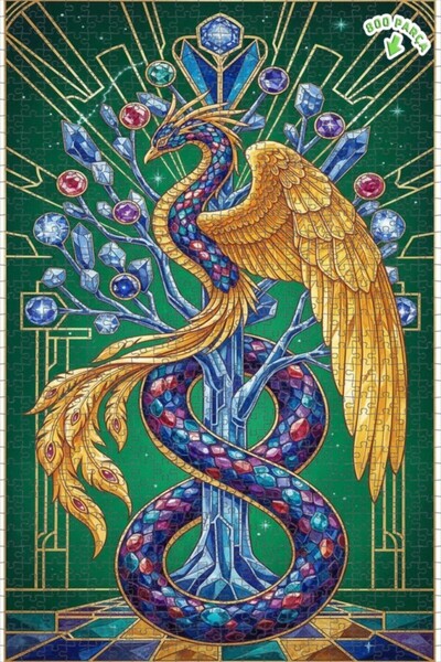 Teona Ahşap لغز خشبي رائع على شكل طائر الفينيق ذو الأجنحة الكريستالية، ذو طبق...