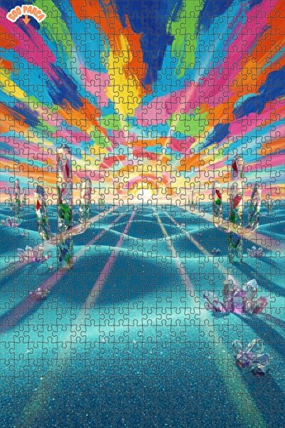 Teona Ahşap لغز فني بمظهر لوحة زيتية لغروب الشمس في الصحراء الكريستالية 500 ق...