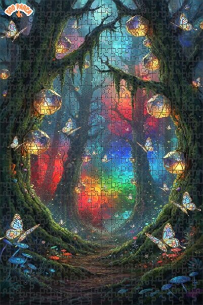 Teona Ahşap لغز خشبي مؤطر بطبقتين بمظهر لوحة زيتية لفراشات الغابة السحرية 500...