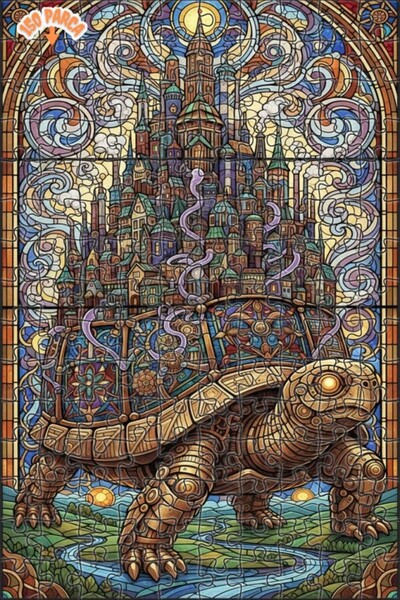 Teona Ahşap لغز خشبي مزين بالزجاج من عصر فيكتوريا في مدينة السلحفاة الكبيرة 1...