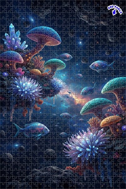 Teona Ahşap أسماك سحرية في أعماق الكون وقطع خشبية مربعة الشكل ذات طابقين من ا...