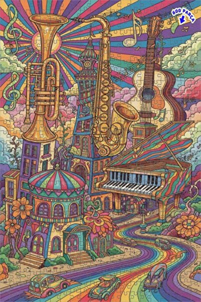 Teona Ahşap لغز خشبي بإطار ذو طابقين بمظهر لوحة زيتية، بتصميم مدينة الموسيقى ...