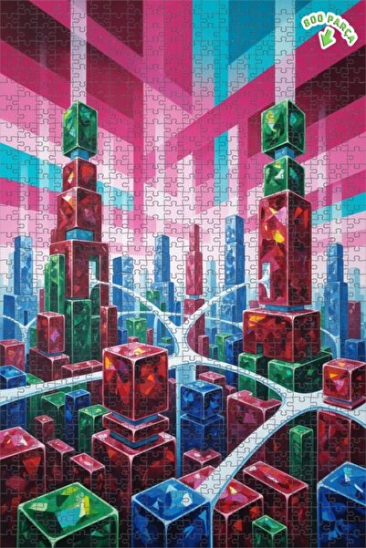 Teona Ahşap لغز خشبي بإطار ذو طابقين بمظهر لوحة زيتية لمنظر مدينة كريستالية 8...