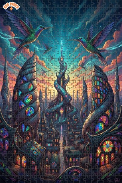 Teona Ahşap ألغاز خشبية مؤطرة بطبقتين بتصميم طائر الطنان في المدينة السحرية ذ...