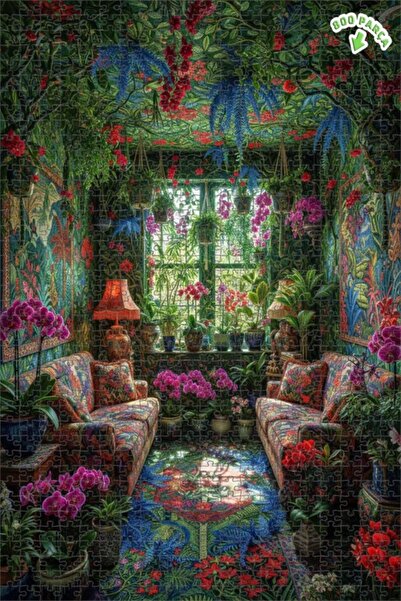 Teona Ahşap لغز خشبي بمظهر لوحة زيتية لحديقة نباتية غامضة 800 قطعة 70×50