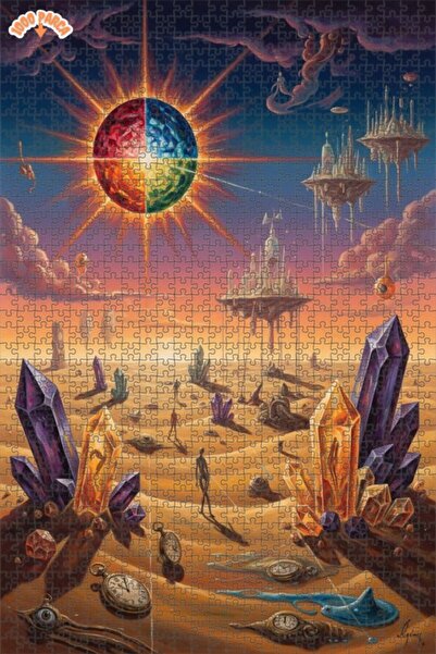 Teona Ahşap لغز خشبي بمظهر لوحة زيتية يصور الكوكب الغامض ورقصة الكريستالات ال...