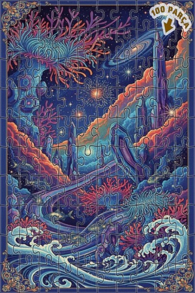 Teona Ahşap لغز خشبي رائع ذو طابقين بإطار مع مشهد شلال كريستالي تحت الماء، 10...