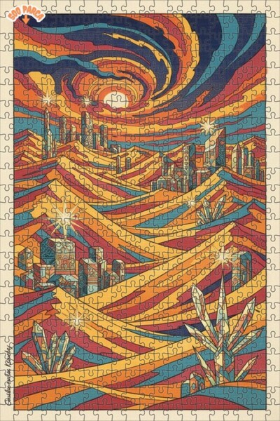 Teona Ahşap لغز خشبي مؤطر بطبقتين من مدينة الكريستال الغامضة 500 قطعة 50x30