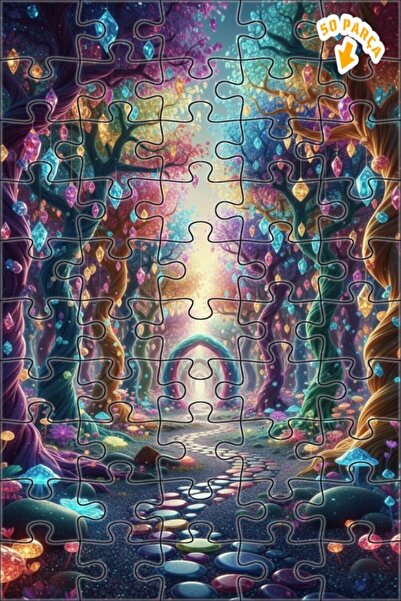 Teona Ahşap لغز خشبي مؤطر بطبقتين من سفر الغابة الكريستالية السحرية 50 قطعة 1...