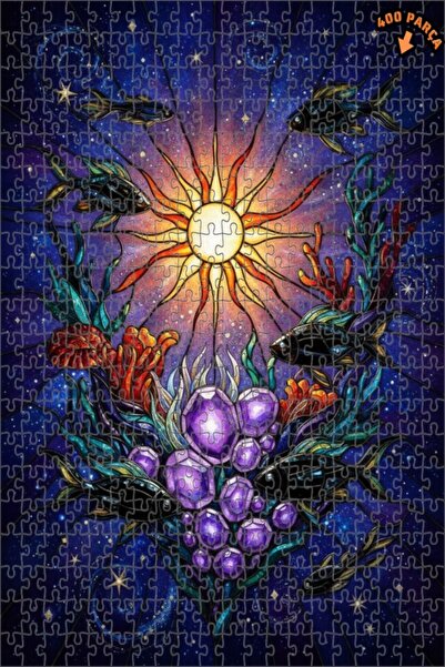 Teona Ahşap لغز خشبي ملون على شكل أسماك وعالم سحري من الشمس مع إطار مزدوج الط...