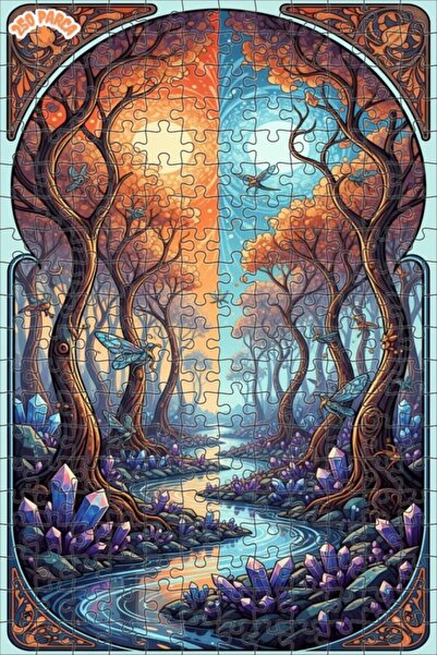 Teona Ahşap لغز خشبي مؤطر بطبقتين من الغابة الكريستالية السحرية 250 قطعة 30x30