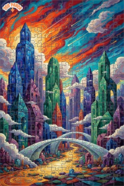 Teona Ahşap لغز خشبي بإطار ذو طابقين بمظهر لوحة زيتية لمدن الخيالية 250 قطعة ...